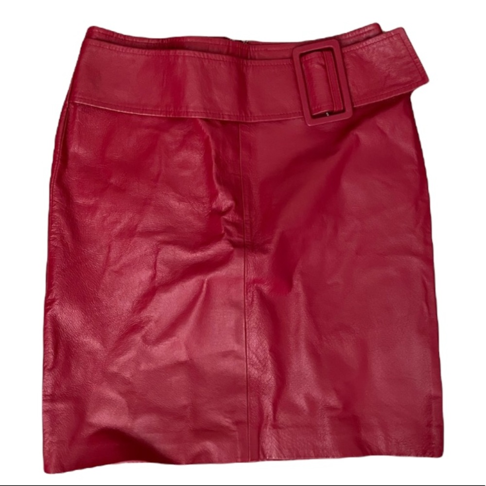 ➰vintage red leather skirt